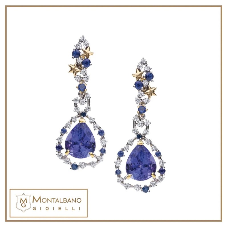 Orecchini con tanzanite a goccia